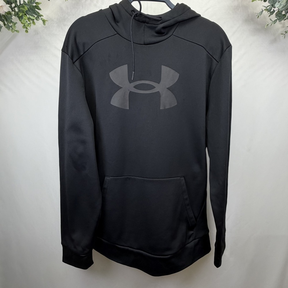 Under Armour Hoodie Mens Large Black Fleece Hooded Pullover Loose Fit Casual